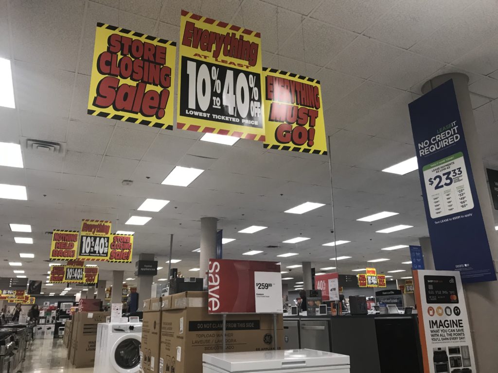 An image of the promotions inside a Sears store