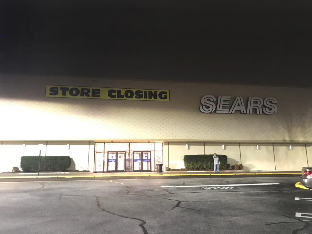 The outside view of a Sears store